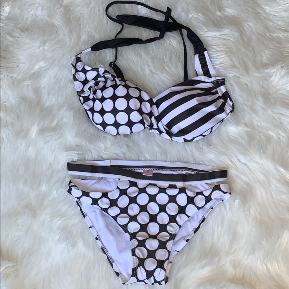 Polka dotted and striped NWOT bikini